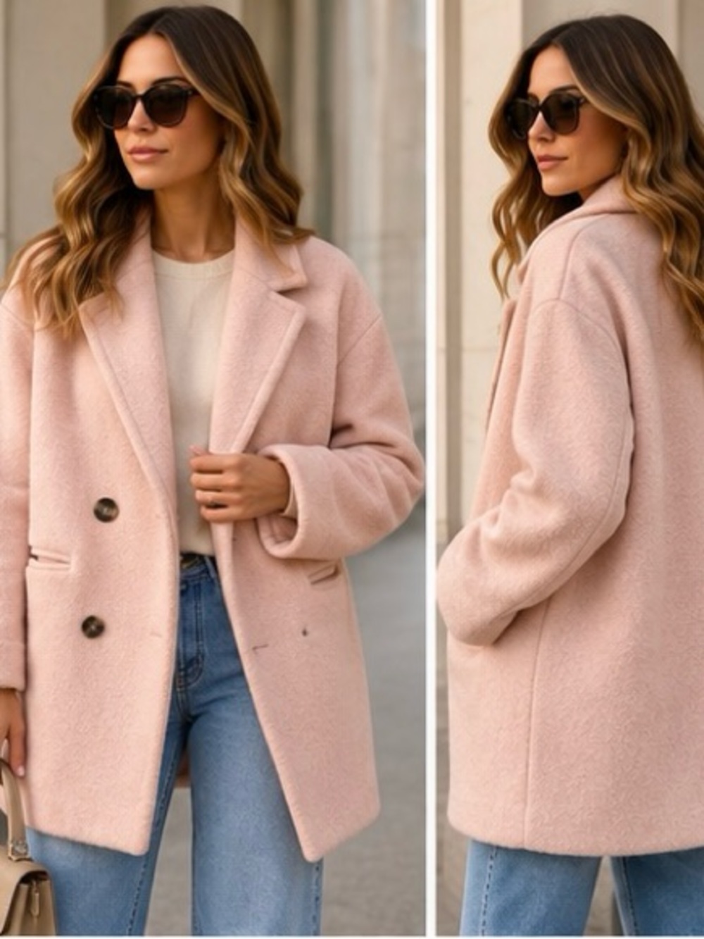 Cupcakes and Cashmere Effie Pink Wool Blend Double Breasted Coat, S